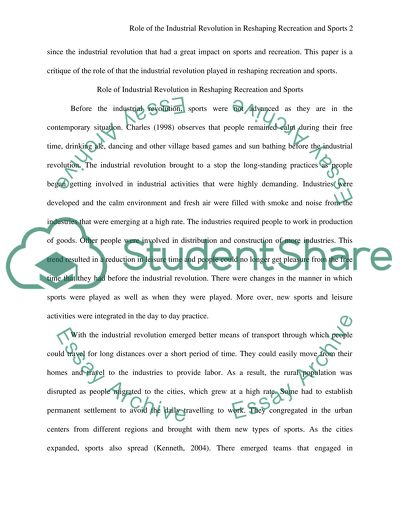 1.What role did the industrial revolution play in reshaping recreation and sports