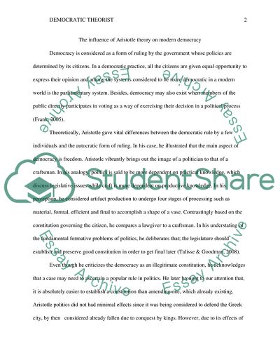 The Influence of Aristotle Theory on Modern Democracy