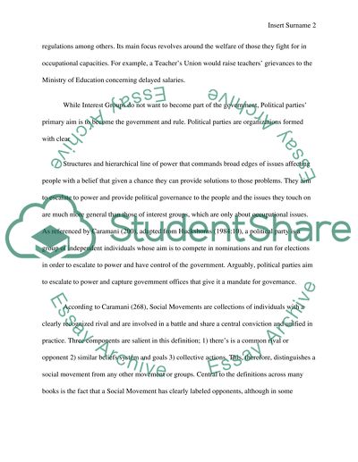 Political Parties, Interest Groups, and Social Movements