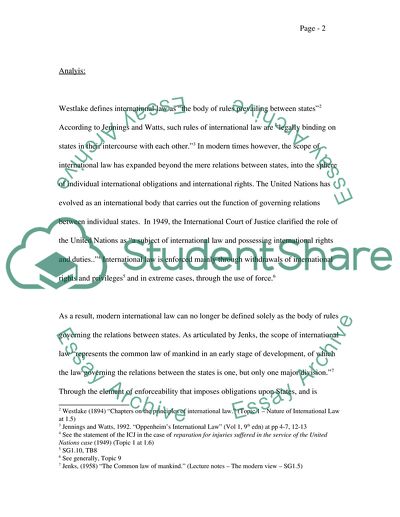Analysis of International Law