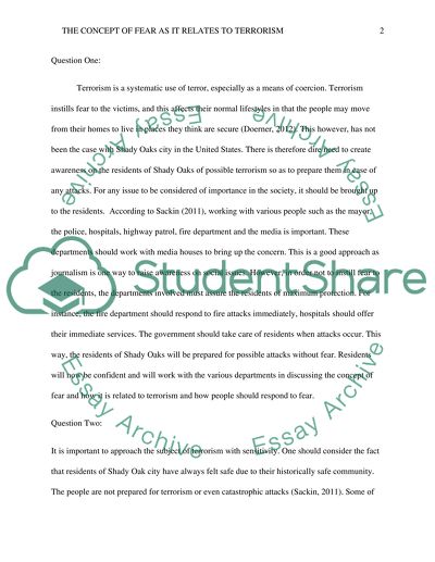 The concept of Fear as it Relates to Terrorism