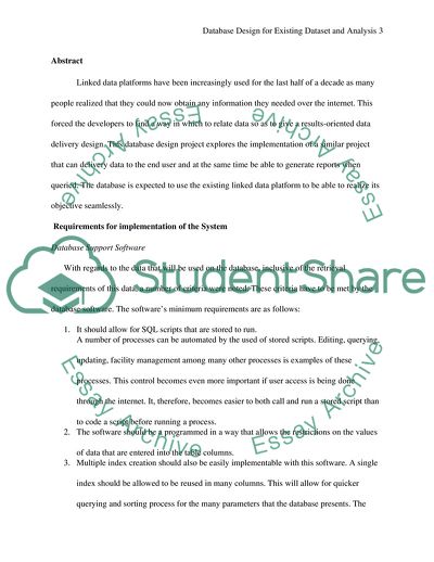 Database Design for Existing Dataset and Analysis