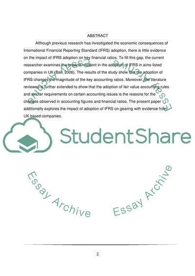 Examine the Impact of Adoption of IFRS on Gearing: Evidence from UK Companies