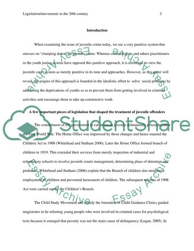 Legislation/movements in the 20th century