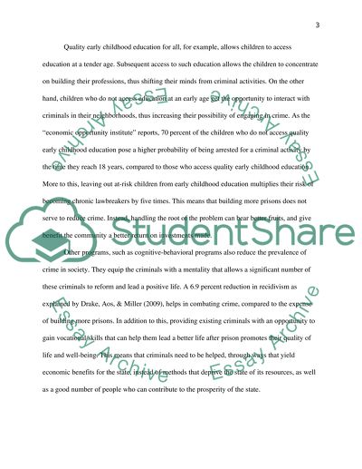 Recommendation and rationale the idea of building prisons