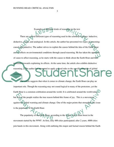 Critical Analysis of an Article