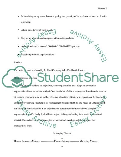 Organization of Choice in IceCool Company