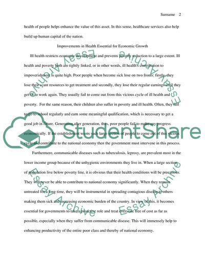 Improvements in Health Essential for Economic Growth