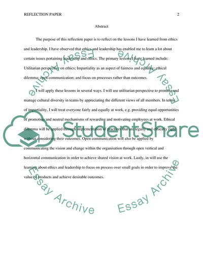 Reflection on Learned from Ethics and Leadership