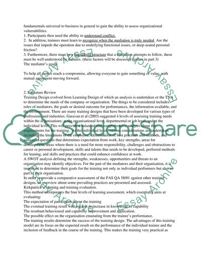 Training for mediators. Training Programme: Design, Delivery and Evaluation