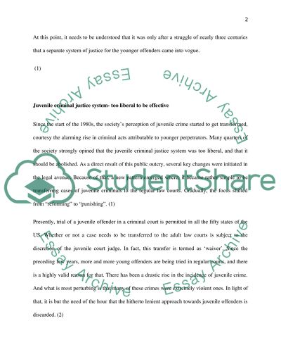 Juvenile Offenders and Criminal Justice