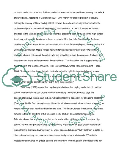 should students be paid for good grades essay