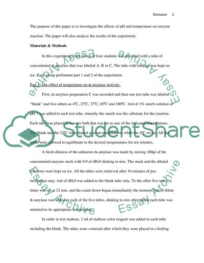 The Effect Effects of Temp & PH on Enzymes