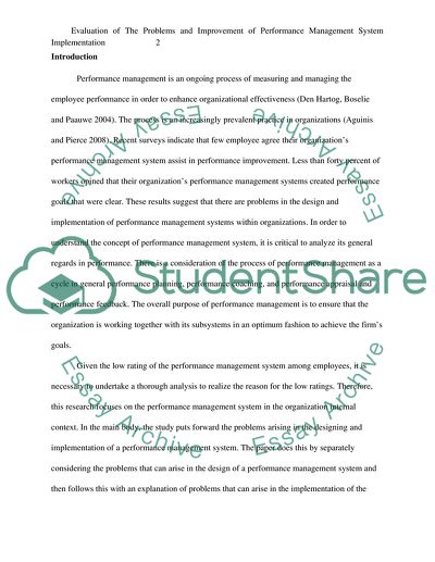 Evaluation of the Problems and Improvement of Performance Management System Implementation