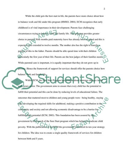 Changes in the Early Years Sector and the Introduction of Every Child Matters