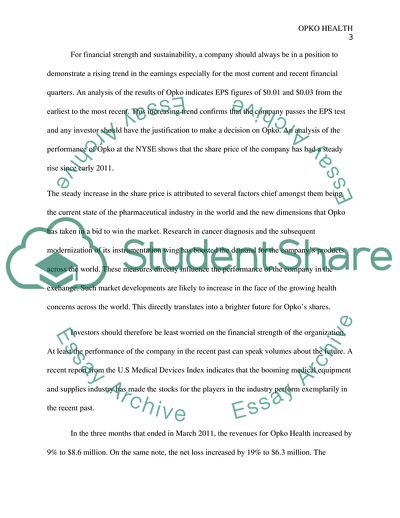 Valuation and Business Analysis of Opko Health