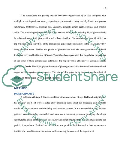 Possible effects of ginseng on blood glucose in diabetic patients