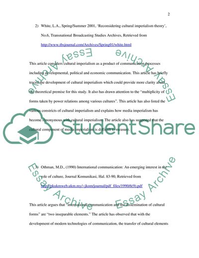 Cultural Imperialism as a Product of Communication Processes