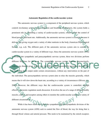 Autonomic Regulation of the Cardiovascular System