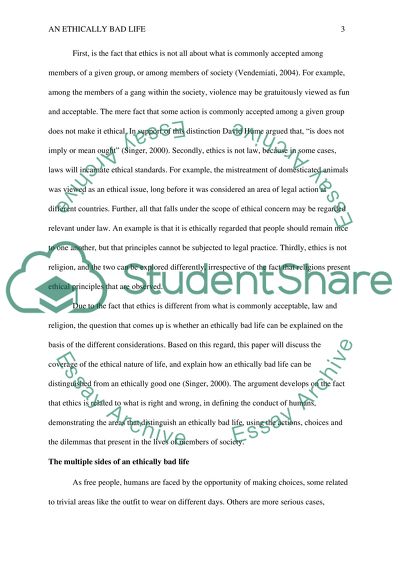 An Ethically Bad Life