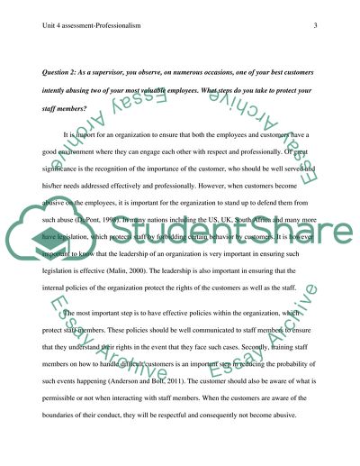 Unit 4 assessment professionalism