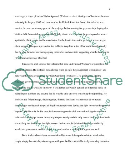 Fallacies and Demagoguery in George Wallace 1963 Inaugural Address