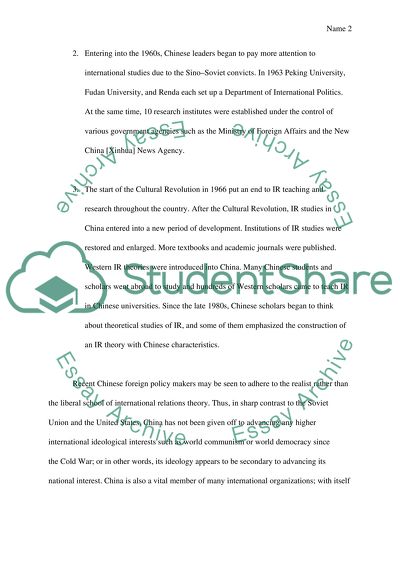 Chinas Unique International Relations Theory