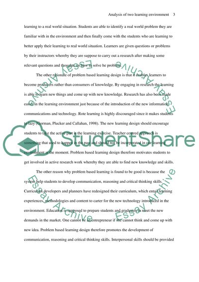 Analysis of Two Learning Environments