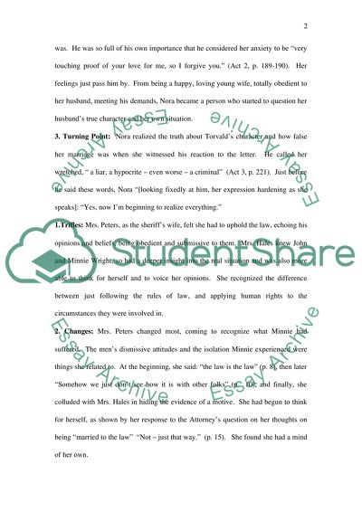 A Dolls House by Henrik Ibsen ,1879 and Trifles by Susan Glaspell,1916