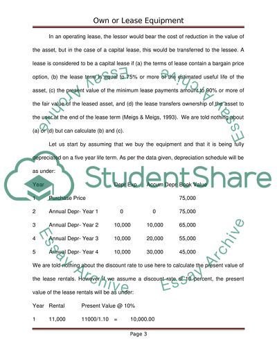 Leasing or Owning Equipment