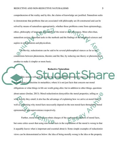 Reductive and Non-reductive Naturalisms