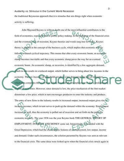 Austerity vs. Stimulus in the Current World Recession