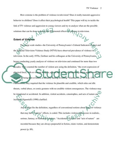 Exploring the Violence in Television and Its Effect on Childrens Psyche