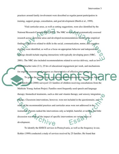 Early Childhood Interventions