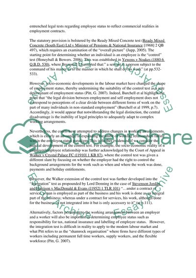 The Approaches of the Judiciary to Employee Status