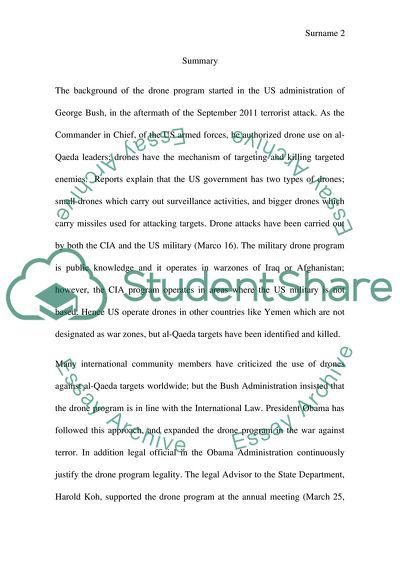 The United States Use of Drones in the War of Terror: Tthe Legality of Targeted Killings under International Law