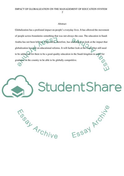 Globalization and Its Impact on the Education System in Saudi Arabia