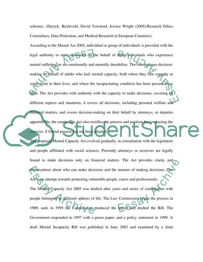 The Mental Capacity Act 2005