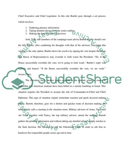 Various Aspects of Persona in The West Wing