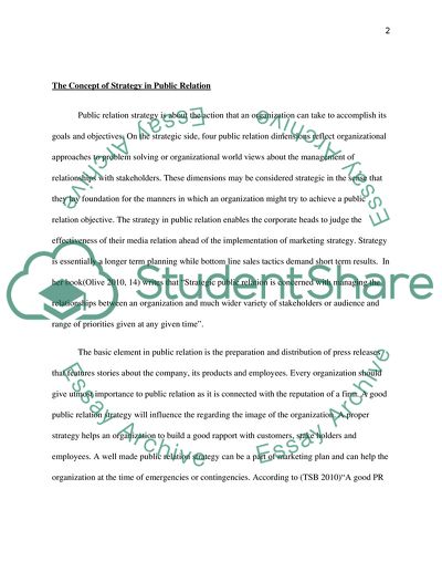 Public Relation Strategy