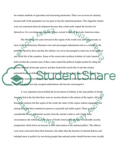 Factors Affecting the Rise of Military Rules in South-American Countries in 20th Century