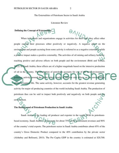 The Externalities of Petroleum Sector in Saudi Arabia