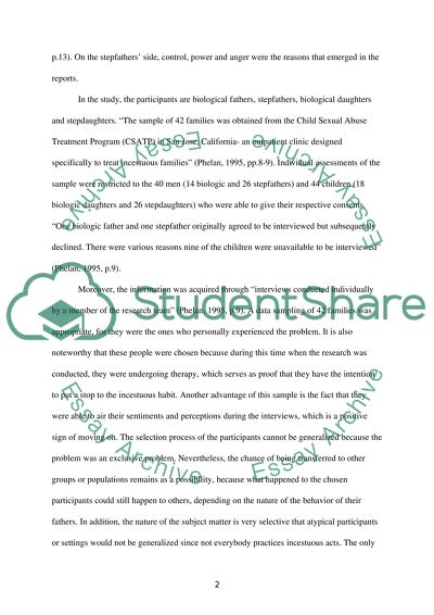 A Reseacrh Report on Patricia Phelans Incest and Its Meaning