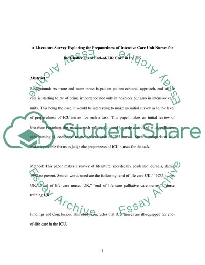 Are Intensive Care Unit Nurses Well-Equipped for end-Of-Life Care in the Intensive Care Unit