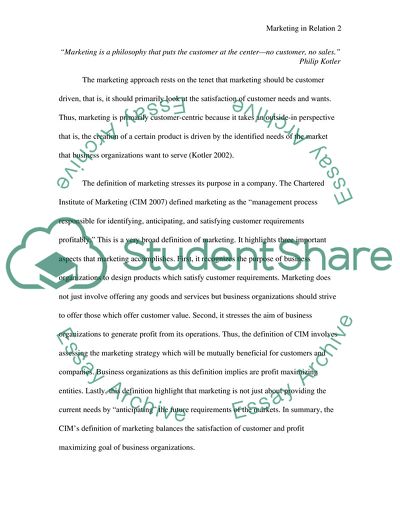 Marketing is a philosophy that puts the customer at the centre no customer, no sales