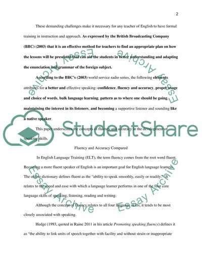 Developing Speaking Fluency and Accuracy