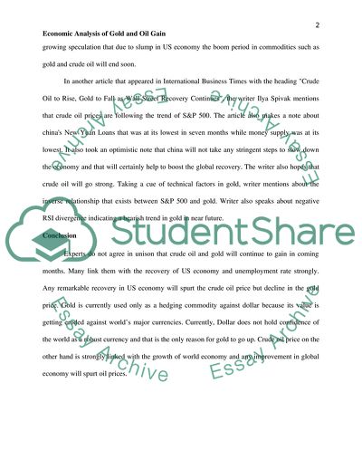 Economic analysis of gold and oil gain