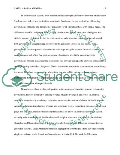 Compare and Contrast between Saudi Arabia and USA