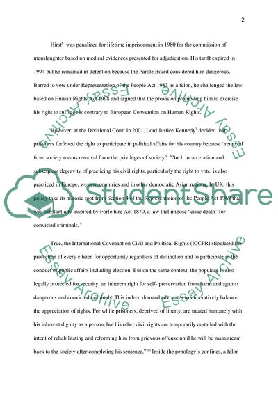 The Removal of the Right to Vote