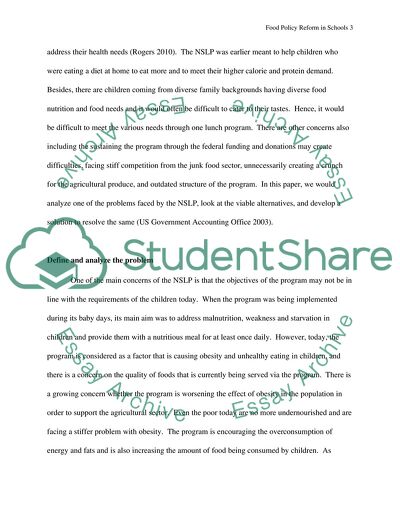 Food Policy Reform in Schools